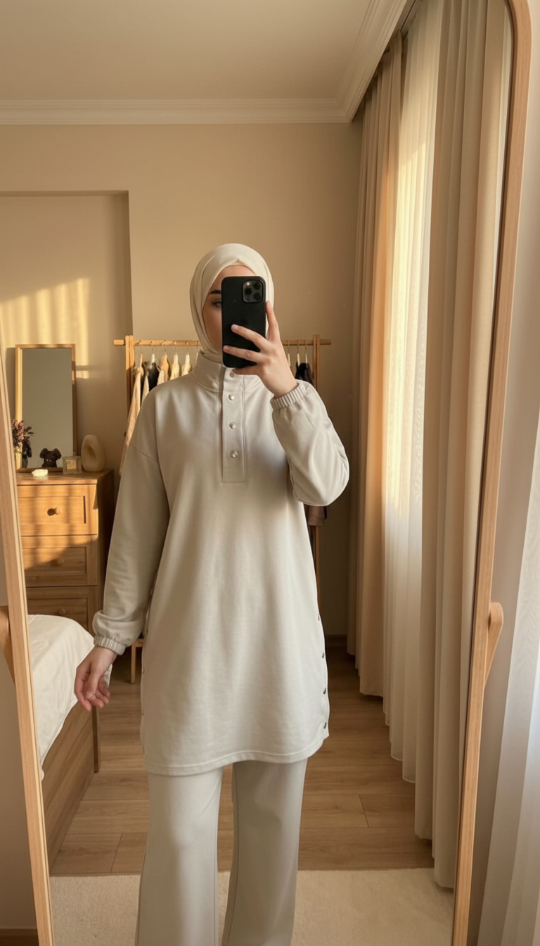 Ivory Button Tunic Set